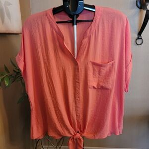 NWOT Women's Coral Button-Down Top
